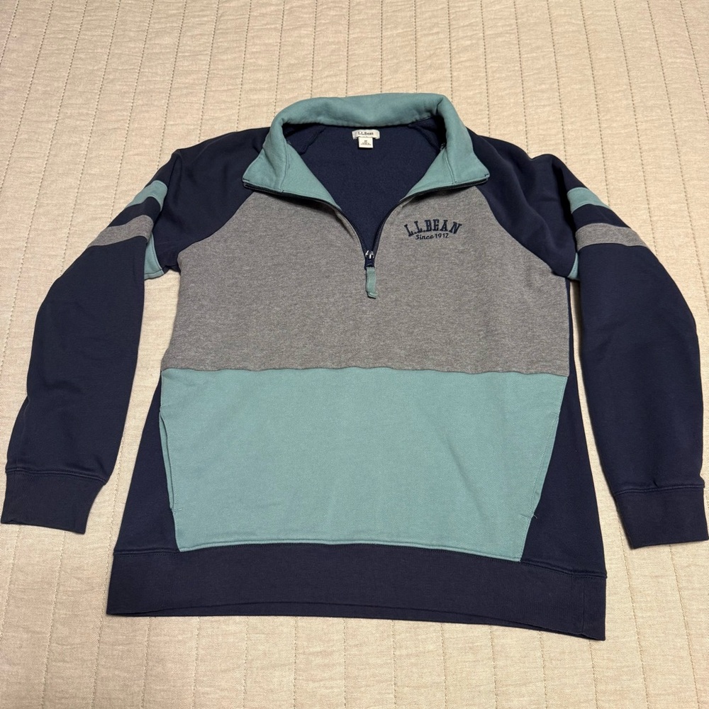 L.L. Bean Men's Colorblock Sweater - Navy and Gray